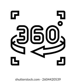360 degree arrow augmented reality line icon vector. 360 degree arrow augmented reality sign. isolated contour symbol black illustration