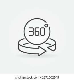 360 degree arrow with circle vector outline concept icon or design element