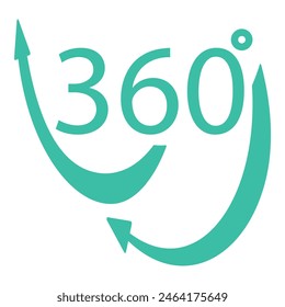 360 degree arrow concept icon with turquoise color, vector symbol, seamless flow, and endless rotation for graphic design and interactive interface