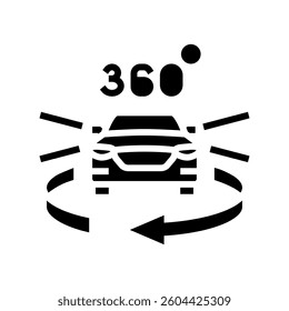 360 degree camera view auto tainment glyph icon vector. 360 degree camera view auto tainment sign. isolated symbol illustration