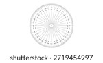 360 Degree Circular Protractor Angle Ruler Vector with Full Degree Scale for Geometry Measurement Design