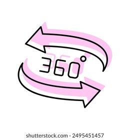 360 Degree color shadow thinline icon , vector, pixel perfect, illustrator file