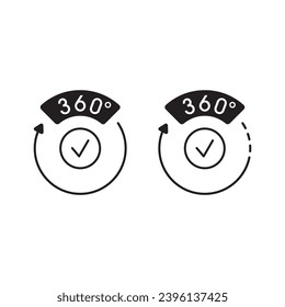 360 degree concept around the circle. 360 degree logo. check mark and 360 degrees