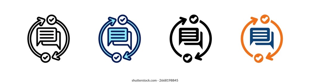 360 Grad Feedback alles in einem Symbol Multi Styles Vektorsatz