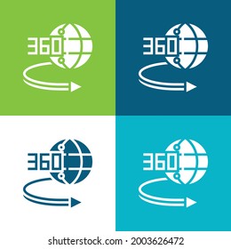 360 Grado plano cuatro colores conjunto mínimo de iconos