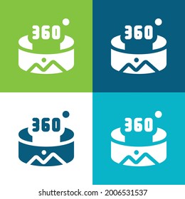 360 Grado plano cuatro colores conjunto mínimo de iconos
