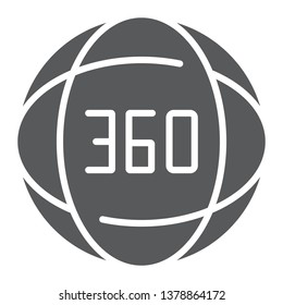 360 degree glyph icon, angle and view, rotate sign, vector graphics, a solid pattern on a white background, eps 10.