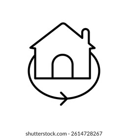 360 degree house icon black and white vector sign