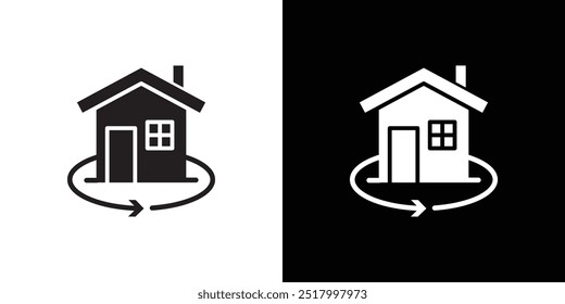 360 degree house icon Thin line flat illustration