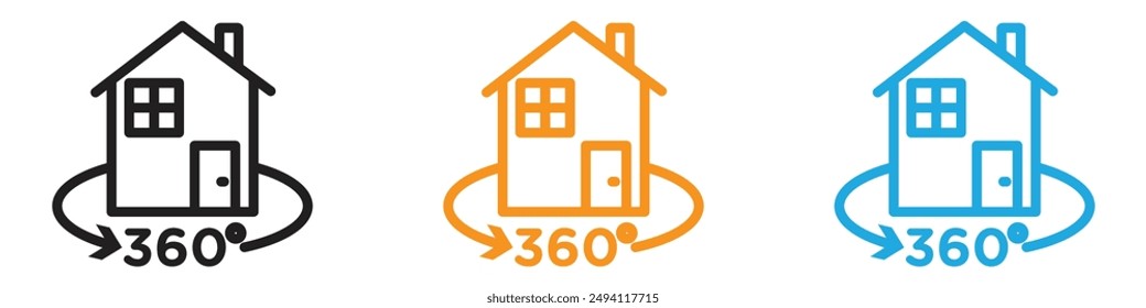 360 degree house vector logo set collection for web app ui