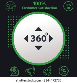 360 degree icon. Background consisting of green and black colors. modern design