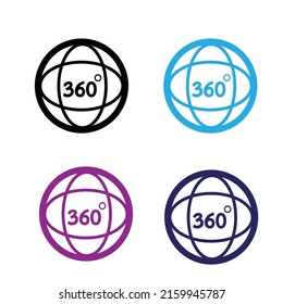 360 Degree icon with earth and 360 degree text