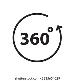 360-Grad-Symbol. 360-Grad-Flachzeichnung. 360 Symbol Piktogramm. UX-UI-Symbol