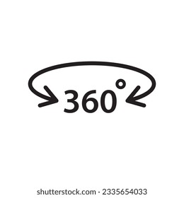 360 degree icon. 360 degree flat sign design. 360 symbol pictogram. UX UI icon