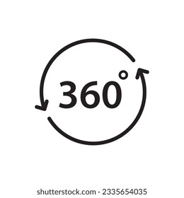 360 degree icon. 360 degree flat sign design. 360 symbol pictogram. UX UI icon