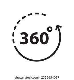 360 degree icon. 360 degree flat sign design. 360 symbol pictogram. UX UI icon