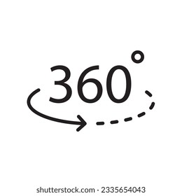 360 degree icon. 360 degree flat sign design. 360 symbol pictogram. UX UI icon