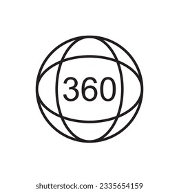 360 degree icon. 360 degree flat sign design. 360 symbol pictogram. UX UI icon
