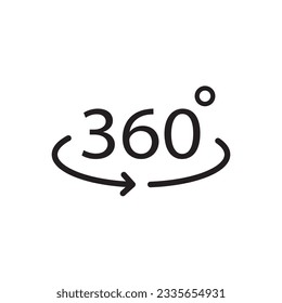 360 degree icon. 360 degree flat sign design. 360 symbol pictogram. UX UI icon