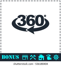 360 degree icon flat. Simple vector symbol and bonus icon