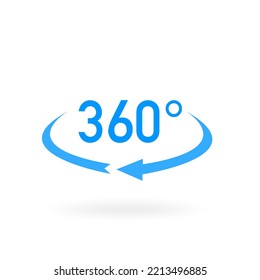 360 degree icon graphic design template vector, 360 degree corner icon in trendy flat style, for 360 degree view. Vector illustration