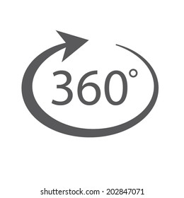 360 degree icon on a grey background