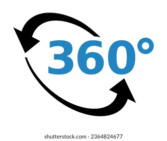 360 degree icon on white background