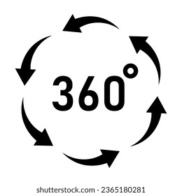 360 degree icon on white background