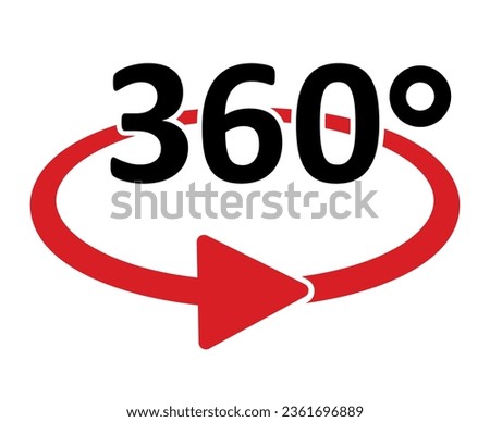 360 degree icon on white background