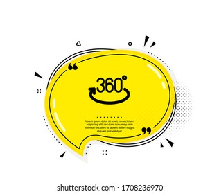 360-Grad-Symbol. Angebotsblase. Vollständiges Drehzeichen. VR-Simulations-Symbol für Technologie. Anführungszeichen. Klassisches Rotationssymbol. Vektorillustration