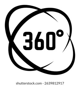 360 degree icon represents immersive experiences and panoramic views, making it a symbol of virtual reality, augmented reality, and interactive media