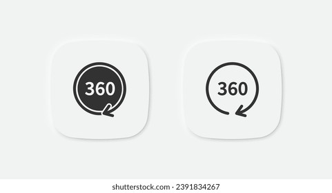 Icono de 360 grados. Signo de flecha de rotación. Símbolo de ángulo. Iconos de rotación de teléfono. Signo aislado del vector.