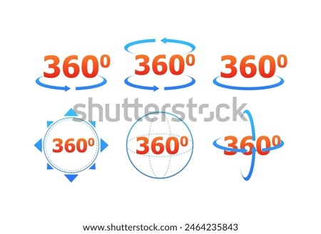 360 Degree Icon Set. Flat Style. Vector icons