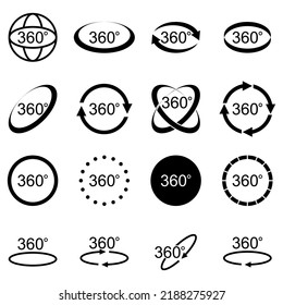 360 degree icon set, 360 degree vector set sign symbol