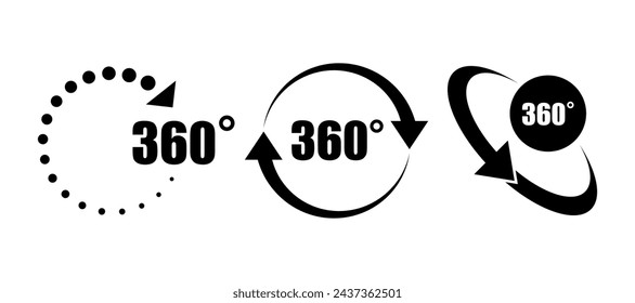 360 degree icon, template for graphic and web design. vector illustration