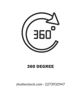 360 degree icon. Thin line 360 degree icon from artificial intellegence collection. Outline vector isolated on white background. Editable 360 degree symbol can be used web and mobile