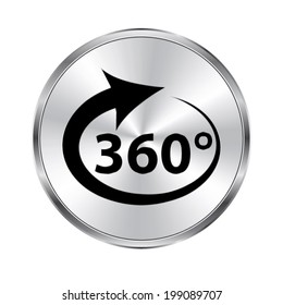 360 Degree Icon - Vector Brushed Metal Button