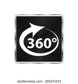 360 degree icon - vector brushed metal button