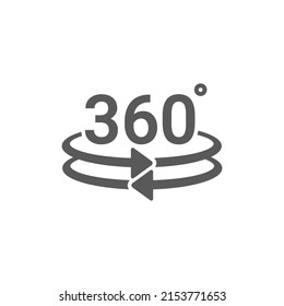 360 degree icon vector, circular 360 degree rotating app symbol.