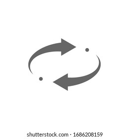 360 degree icon vector on white. Rotation symbol