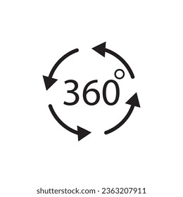 360°-Symbol, Vektorgrafik-Vorlagengrafik, Logo-Design