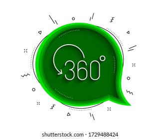 360 degree line icon. Chat bubble with shadow. Full rotation sign. VR technology simulation symbol. Thin line full rotation icon. Vector