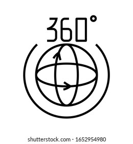 360 degree line icon, concept sign, outline vector illustration, linear symbol.