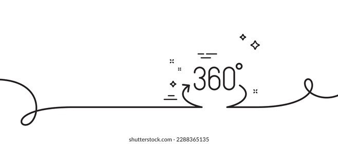 360 degree line icon. Continuous one line with curl. Full rotation sign. VR technology simulation symbol. Full rotation single outline ribbon. Loop curve pattern. Vector