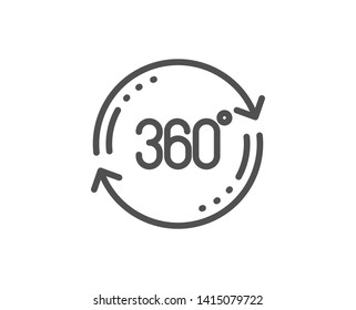 360 degree line icon. Full rotation sign. VR technology simulation symbol. Quality design element. Linear style full rotation icon. Editable stroke. Vector