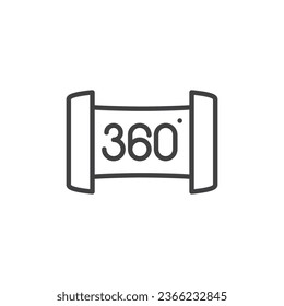 360 degree line icon. linear style sign for mobile concept and web design. Virtual Reality outline vector icon. Symbol, logo illustration. Vector graphics