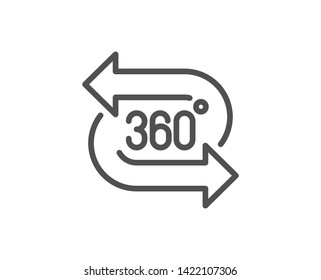 360 degree line icon. VR technology simulation sign. Panoramic view symbol. Quality design element. Linear style 360 degree icon. Editable stroke. Vector