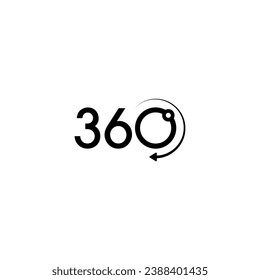 360 degree logo. 360 degrees and rotating arrow sign