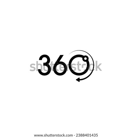 360 degree logo. 360 degrees and rotating arrow sign