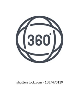 360 degree panorama sphere view line icon. Virtual reality vector outline sign.